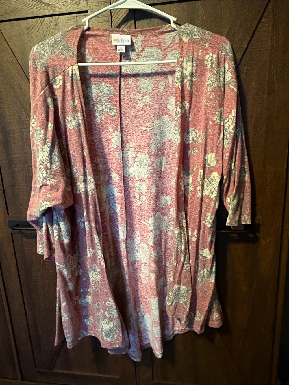 LuLaRoe Dusty Rose Floral Open Cardigan